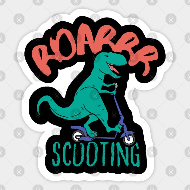 Funny E-Scooter, Dino Driving Scooter Sticker by maxdax